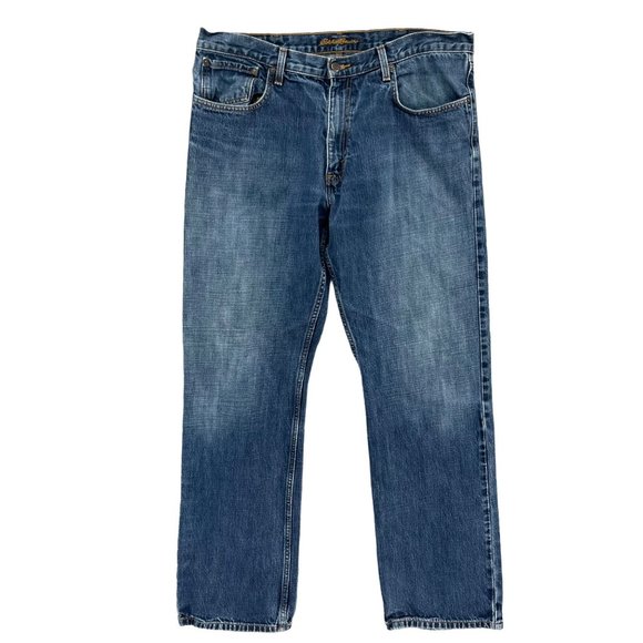 Eddie Bauer Jeans Mens Blue Straight Leg Cotton Denim Size 38x34 - Picture 1 of 13